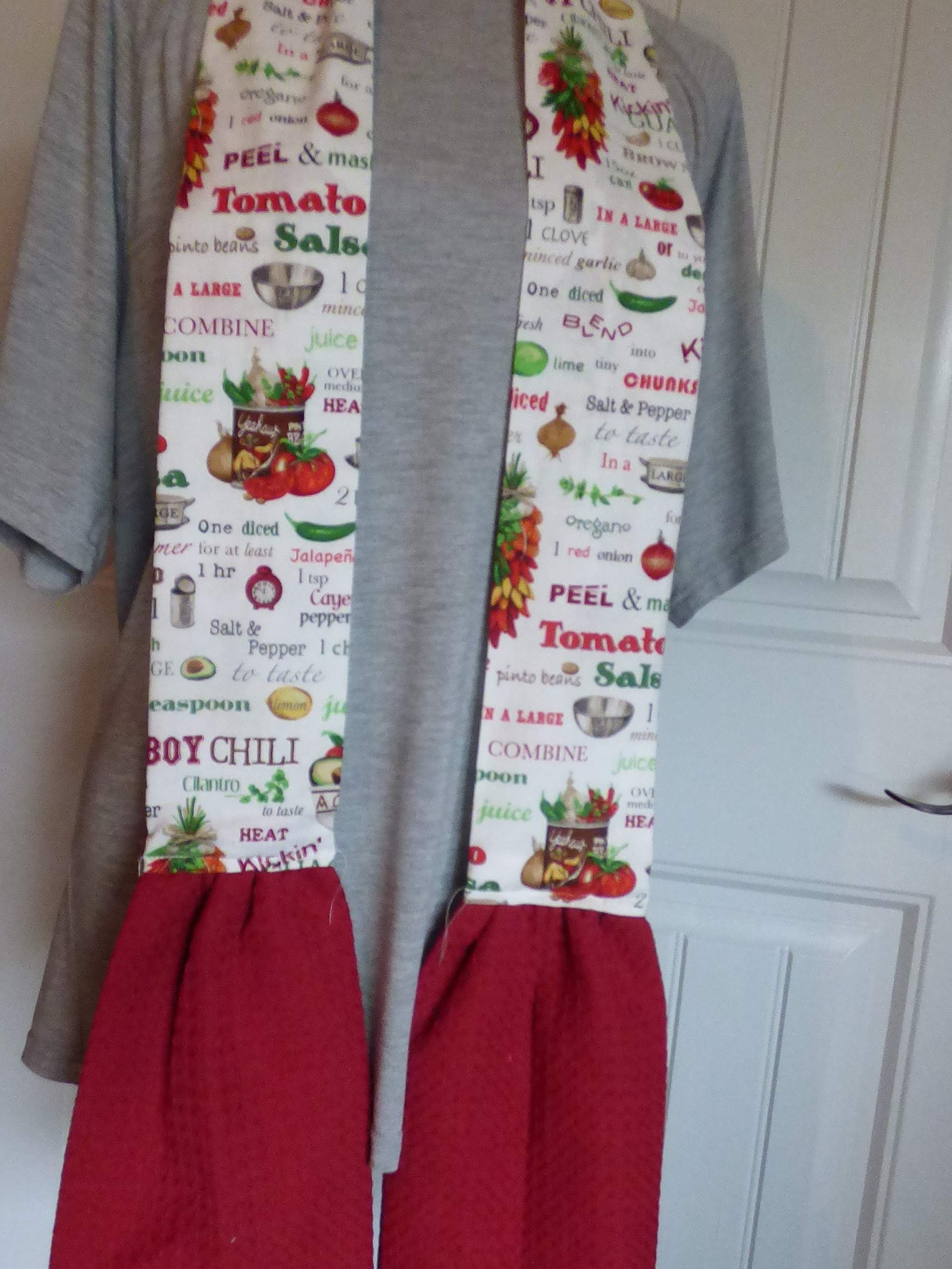 Chili Recipe Kitchen Boa with Red Towel, Neck Apron, Neck Towel, Kitchen Scarf, Chef's Towel, Gifts under $25, Ships Same/Next Day!