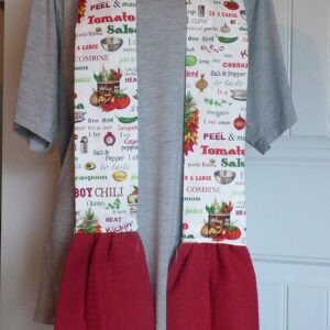 Chili Recipe Kitchen Boa with Red Towel, Neck Apron, Neck Towel, Kitchen Scarf, Chef's Towel, Gifts under $25, Ships Same/Next Day!