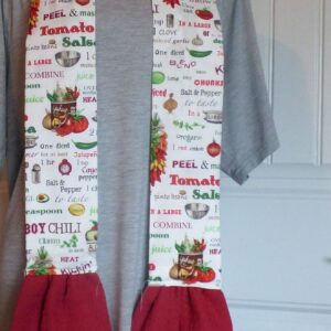 Chili Recipe Kitchen Boa with Red Towel, Neck Apron, Neck Towel, Kitchen Scarf, Chef's Towel, Gifts under $25, Ships Same/Next Day!