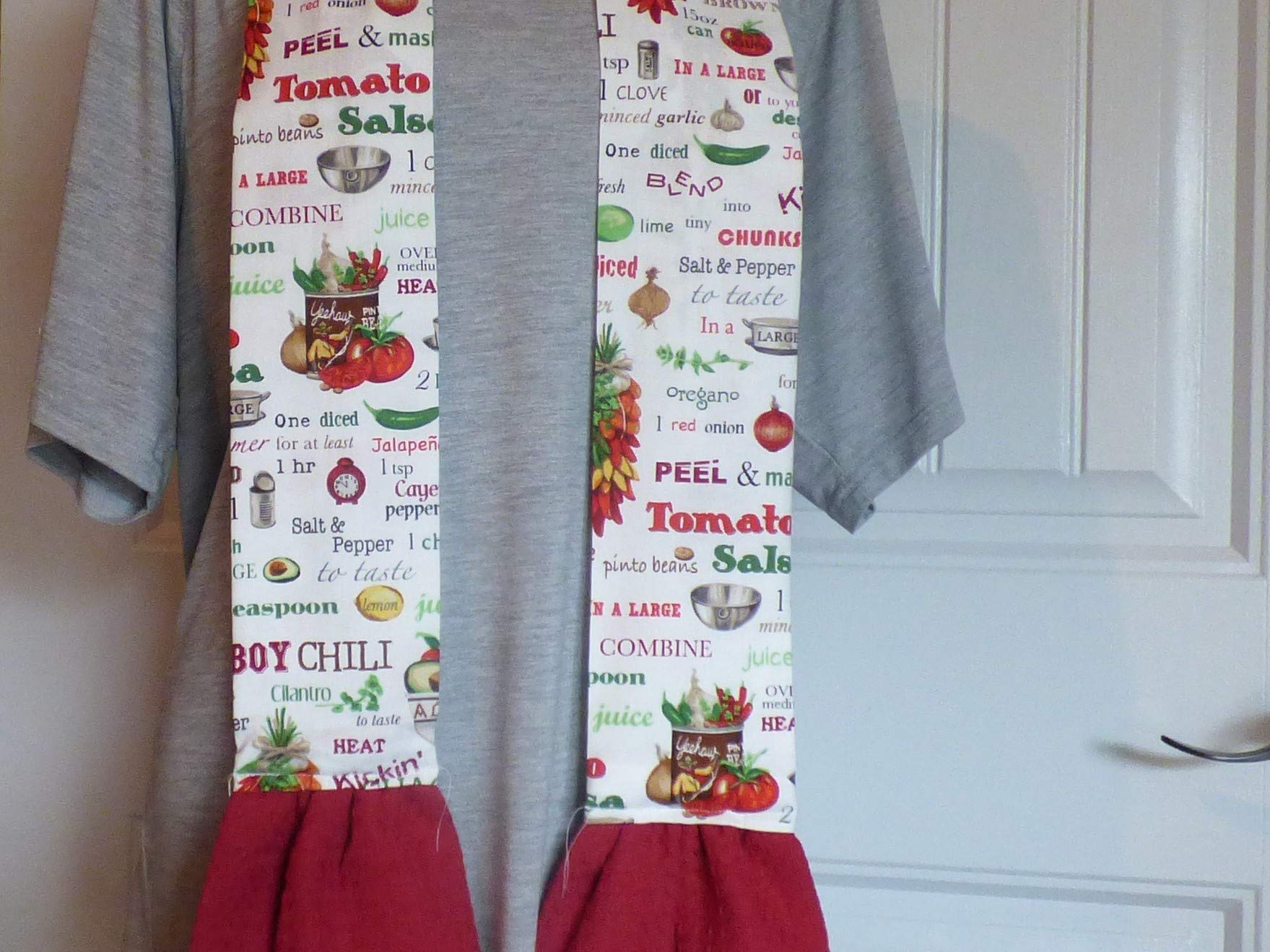 Chili Recipe Kitchen Boa with Red Towel, Neck Apron, Neck Towel, Kitchen Scarf, Chef's Towel, Gifts under $25, Ships Same/Next Day!