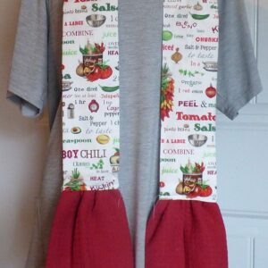 Chili Recipe Kitchen Boa with Red Towel, Neck Apron, Neck Towel, Kitchen Scarf, Chef's Towel, Gifts under $25, Ships Same/Next Day!