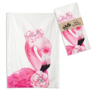 flamingo cotton kitchen tea towel, 20" x 28"