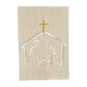 mud pie faith christmas painted towel, nativity, 21" x 14"