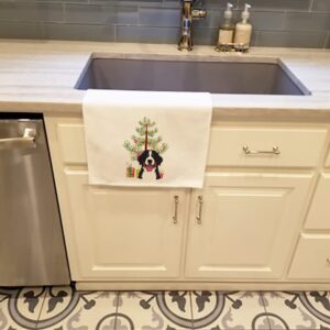 Caroline's Treasures BB1609WTKT Christmas Tree and Bernese Mountain Dog White Kitchen Towel Set of 2 Dish Towels Decorative Bathroom Hand Towel for Hand, Face, Hair, Yoga, Tea, Dishcloth, 19 X 25, Wh