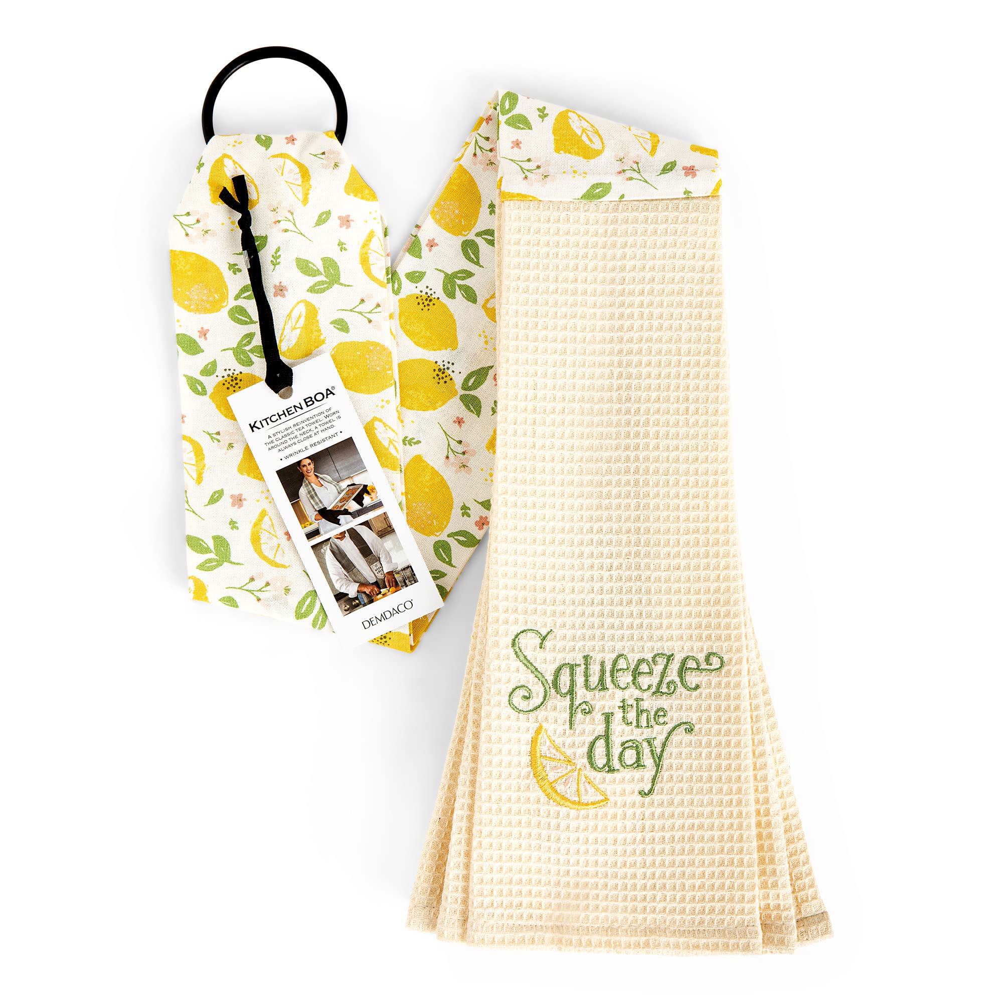 DEMDACO Squeeze The Day Yellow Lemon 69 inch Cotton Fashion Kitchen Boa