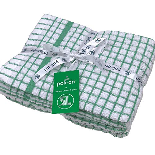 poli-dri Kitchen Tea Towels by Samuel Lamont and Sons (Green, 3 Pack)