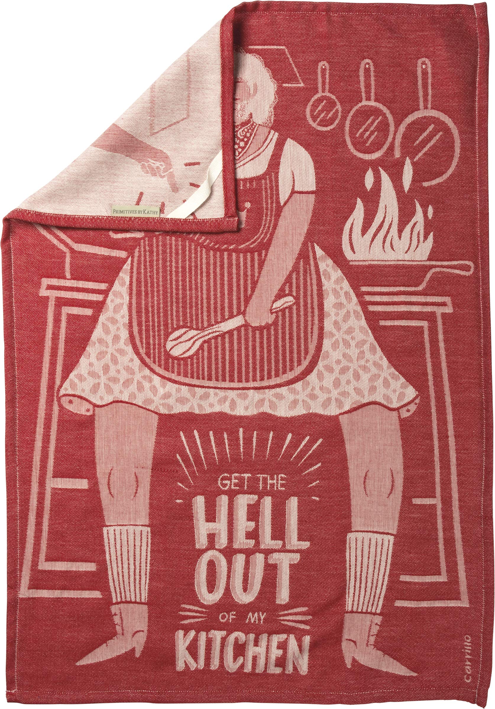 Primitives by Kathy LOL Made You Smile Jacquard Dish Towel, 20" x 28", Get The Hell Out of My Kitchen