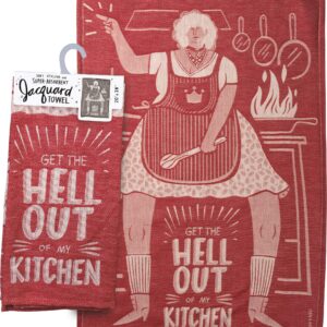 Primitives by Kathy LOL Made You Smile Jacquard Dish Towel, 20" x 28", Get The Hell Out of My Kitchen