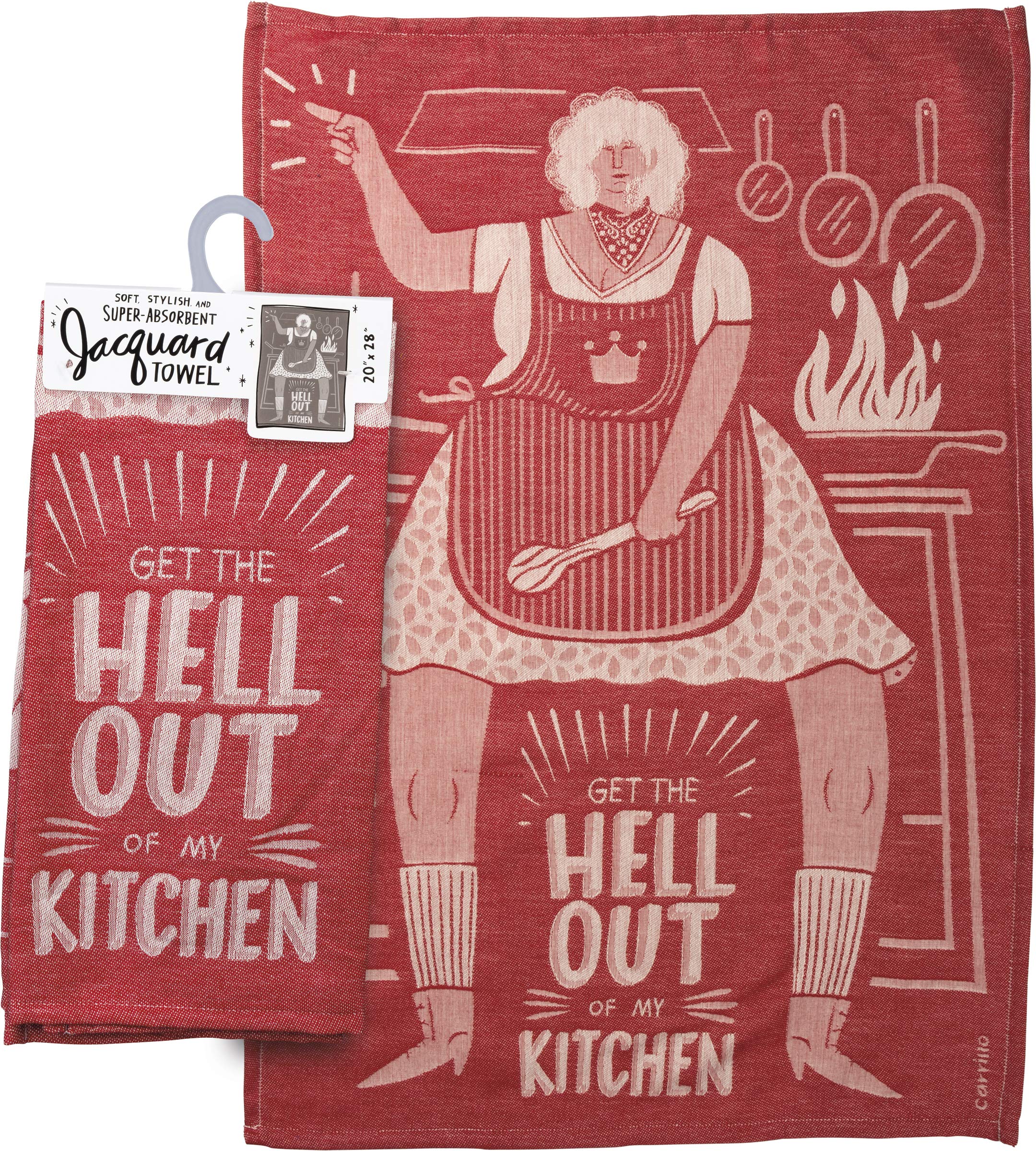 Primitives by Kathy LOL Made You Smile Jacquard Dish Towel, 20" x 28", Get The Hell Out of My Kitchen