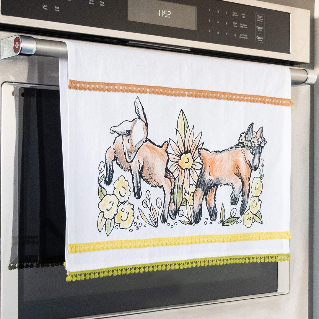 Everything Kitchens 19" x 28" Tea Towel | Caprine Caper Baby Goat