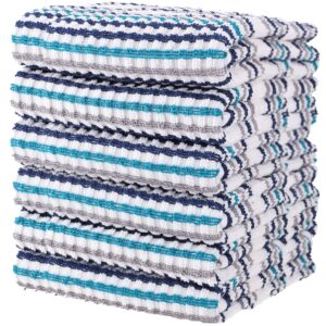 craftsworth kitchen towels, 15 x 26 inches, pack of 6, 400 gsm, 100% ring spun cotton, stripe navy dish towels super soft and absorbent, tea towels and bar towels