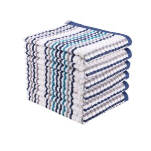 CRAFTSWORTH Kitchen Towels, 15 x 26 Inches, Pack of 6, 400 GSM, 100% Ring Spun Cotton, Stripe Navy Dish Towels Super Soft and Absorbent, Tea Towels and Bar Towels