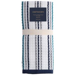 CRAFTSWORTH Kitchen Towels, 15 x 26 Inches, Pack of 6, 400 GSM, 100% Ring Spun Cotton, Stripe Navy Dish Towels Super Soft and Absorbent, Tea Towels and Bar Towels