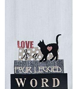 18TH STREET GIFTS Cat Kitchen Towels, Set of 3 Embroidered Dish Towels and Dishwasher Magnet - Cat Kitchen Accessories