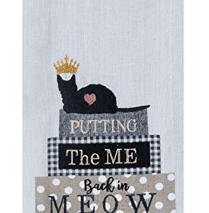 18TH STREET GIFTS Cat Kitchen Towels, Set of 3 Embroidered Dish Towels and Dishwasher Magnet - Cat Kitchen Accessories