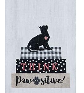 18TH STREET GIFTS Cat Kitchen Towels, Set of 3 Embroidered Dish Towels and Dishwasher Magnet - Cat Kitchen Accessories