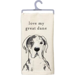 primitives by kathy love my great dane dish towel