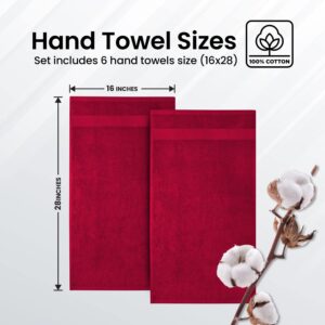 Infinitee Xclusives Bundle of Red Kitchen Towels Pack of 6 with Hand Towels Pack of 6 16x28 Inches