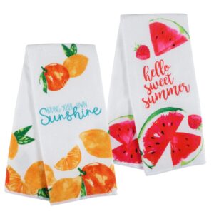 kitchen towels lemon & watermelon home collection 2pcs printed summer spring absorbent tropical bar dish hand decoration bathroom towel 15x25in drying soft feel 100% polyester cooking baking gifts set