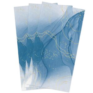 love home day kitchen towel set of 3, nature marble texture golden wave point lines art hand towels absorbent microfiber dish cloth abstract blue gradient washable tea bar dishcloth cleaning cloths