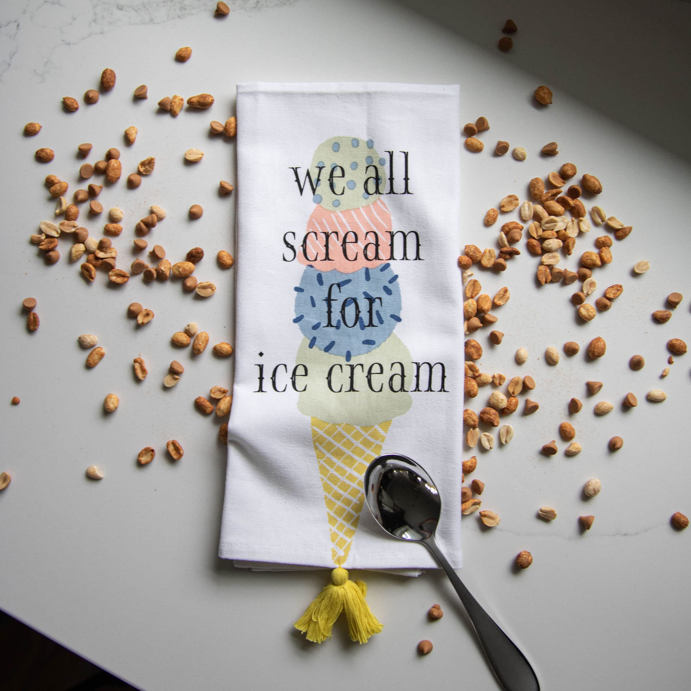 Foreside Home and Garden We All Scream for Ice Cream Multi Cotton Tea Towel