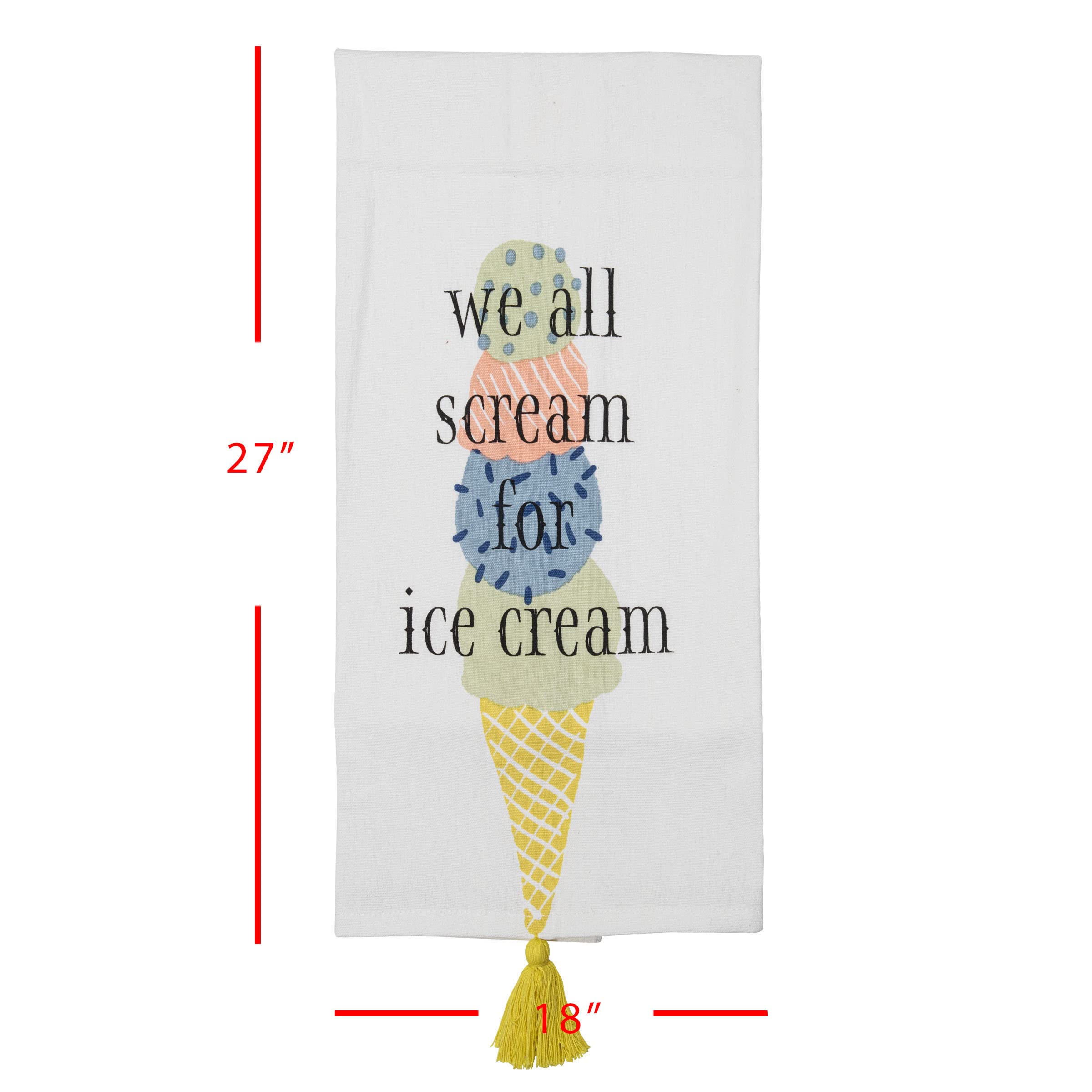 Foreside Home and Garden We All Scream for Ice Cream Multi Cotton Tea Towel