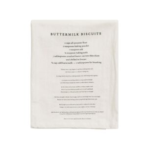 sweet water decor buttermilk biscuits tea towel | large size 28 x 25 inches | cream with black text | bathroom, kitchen, dish (buttermilk biscuits)