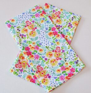 springtime flowers tea towels (set of 2) 100% cotton 28" x 18" made in usa multi-colored floral print