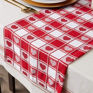 DII Valentine's Day Table Top Collection, Table Runner, 14x72, Checkered Heart