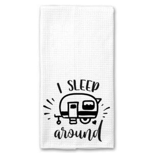 i sleep around funny camper microfiber kitchen bar tea towel