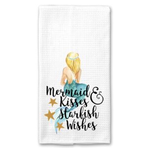 mermaid kisses and starfish wishes microfiber kitchen towel