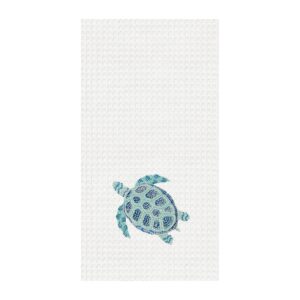 c&f home turtle cotton waffle weave kitchen towel decor decoration 18" x 27" white