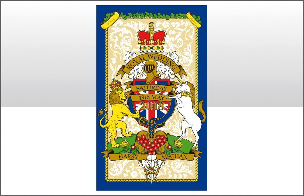 Elgate H.R.H. Prince Harry & Meghan Markle Royal Wedding 19th May 2018 Commemorative Cotton Crest Tea Towel