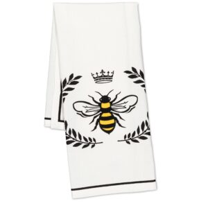 Abbott Collection 56-KT-AB-02 Bee in Crest Tea Towel, 1 EA, White/Black