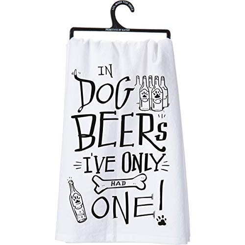 Primitives by Kathy 26926 LOL Made You Smile Dish Towel, 28" Square, In Dog Beers