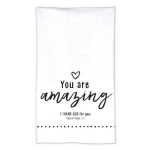 lighthouse christian products you are amazing artisan doodles white 100% cotton 28.75 x 20 tea towel