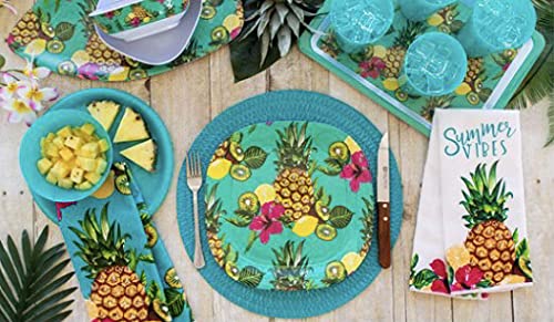 Greenbrier Home Collection Tropical Pineapple Vibes Party Polyester Kitchen Towels, 15x25 in, Set of 2, (219279-Flg-2)