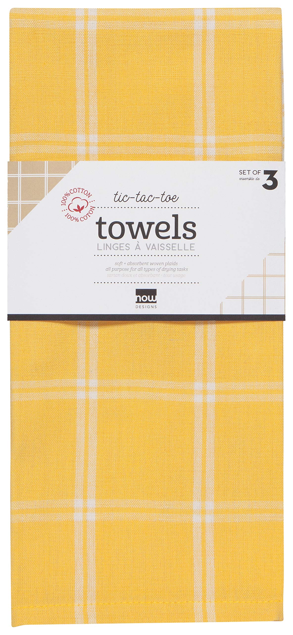 Now Designs Lemon Tic Tac Toe Dishtowels Set of 3 Kitchen Towel, 3 Each