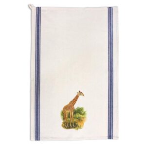 custom decor kitchen towels giraffe vintage look animals wild animals cleaning supplies dish towels blue stripe design only
