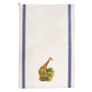 Custom Decor Kitchen Towels Giraffe Vintage Look Animals Wild Animals Cleaning Supplies Dish Towels Blue Stripe Design Only