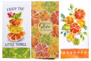 citrus kitchen dual purpose terry towel set of 3 slice of heaven by kay dee designs lemon orange orchard cotton100%