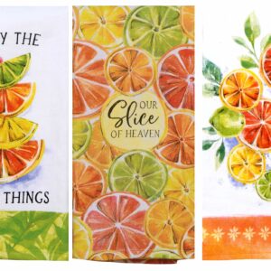 Citrus Kitchen Dual Purpose Terry Towel Set of 3 Slice of Heaven by Kay Dee Designs Lemon Orange Orchard Cotton100%