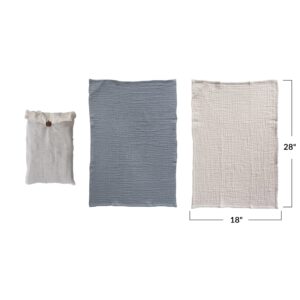 Creative Co-Op Cotton Double Cloth, Set of 2 in Bag, Charcoal and Taupe Tea Towels, 28" L x 18" W x 0" H, Black & Cream