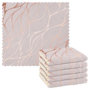 alaza dish towels kitchen cleaning cloths rose gold marble pattern dish cloths super absorbent kitchen towels lint free bar tea soft towel kitchen accessories set of 6,11"x11"