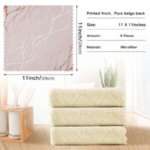 ALAZA Dish Towels Kitchen Cleaning Cloths Rose Gold Marble Pattern Dish Cloths Super Absorbent Kitchen Towels Lint Free Bar Tea Soft Towel Kitchen Accessories Set of 6,11"x11"