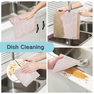 ALAZA Dish Towels Kitchen Cleaning Cloths Rose Gold Marble Pattern Dish Cloths Super Absorbent Kitchen Towels Lint Free Bar Tea Soft Towel Kitchen Accessories Set of 6,11"x11"