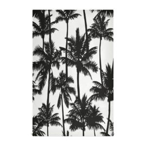 alaza tropical black palm tree white decorative kitchen dish towels set of 4,soft and absorbent kitchen hand towels home cleaning towels dishcloths,18 x 28 inch