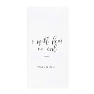 the cotton & canvas co. i will fear no evil, psalm 23:4 scripture, bible, religious, soft and absorbent tea towel, flour sack towel and dish cloth