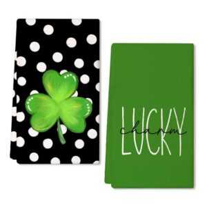 arkeny st patricks day white polka dot kitchen towels dish towels st. patrick's day decorations for home décor ultra absorbent bar drying cloth 18x26 inch hand towel for cooking set of 2