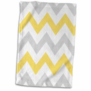 3d rose yellow and grey chevron zig zag pattern gray white zigzag stripes twl_179795_1 towel, 15" x 22", multicolor
